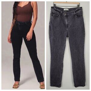Abercrombie & Fitch 90s Slim Straight Jeans High Rise Crossover Black Size 30